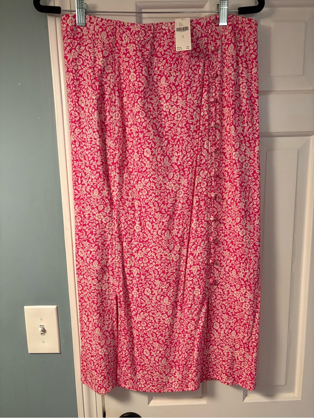Anthropologie Pink Floral Maxi Skirt